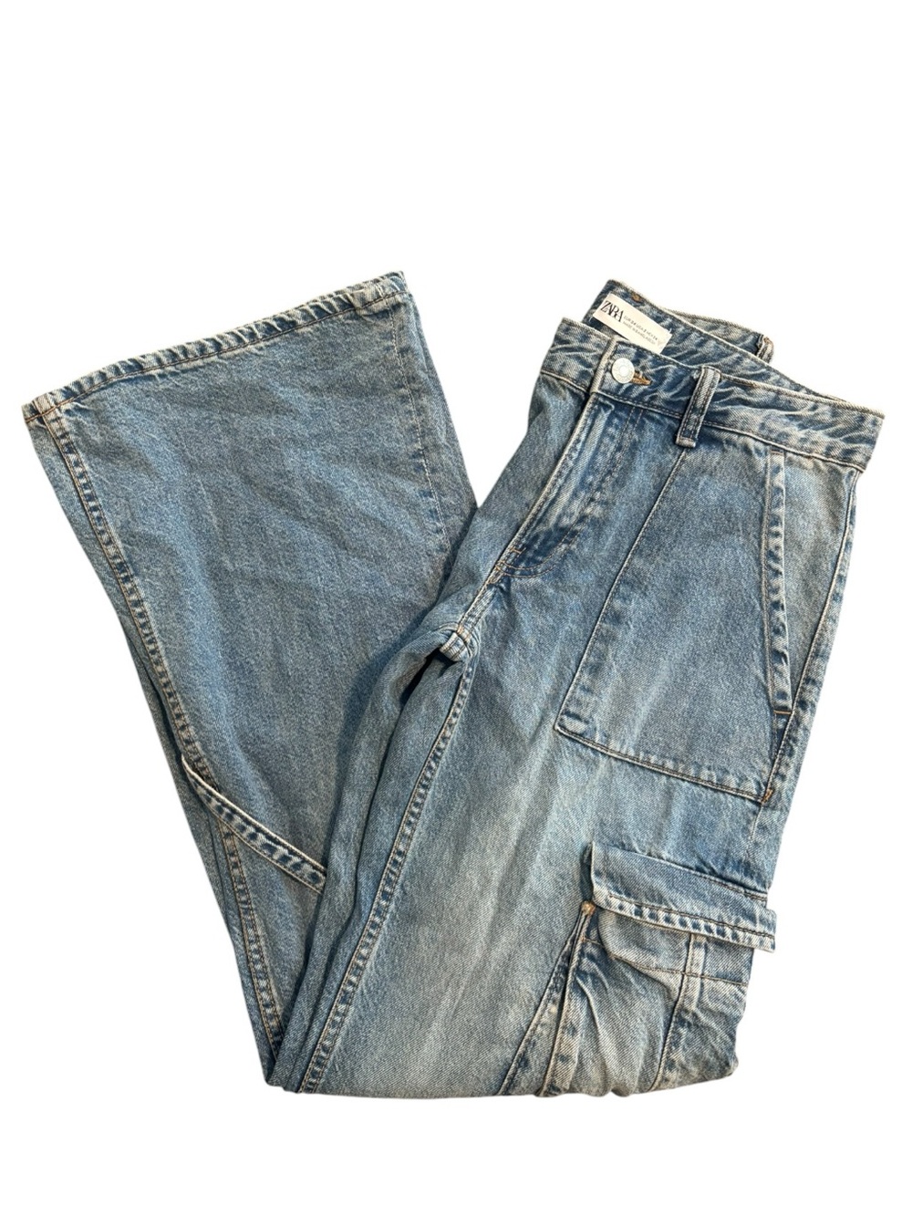 Zara Wide Leg Cargo Jeans - Picture 4 of 5
